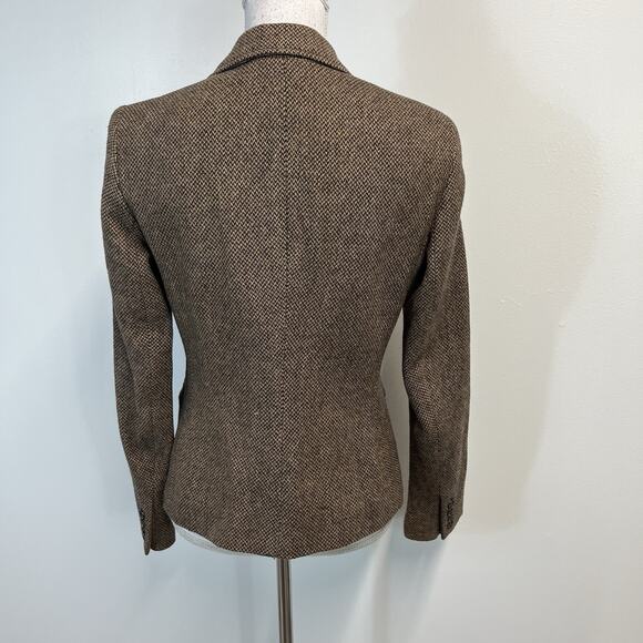 Chaps Blazer Jacket Sz 4 Brown Tweed Wool Rider Equestrian Polo Career Casual - Picture 9 of 10